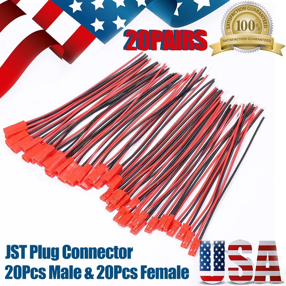 20 pairs 150mm For JST Plug Connector Cable Wire Male & Female RC Lipo Battery - Image 1 of 4