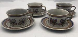 Metlox Poppytrail Vernon Bandero 4 Stoneware 2 3/8" Cup & Saucer Sets #273 - Picture 1 of 9