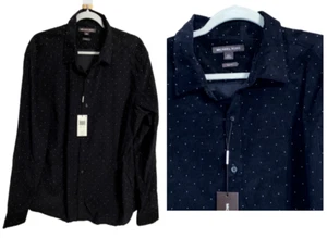 Michael Kors Black Corduroy with White Mini Dots Men's Shirt Slim Fit XXL - Picture 1 of 4