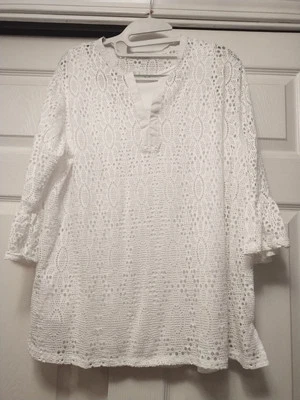 Top túnica de ganchillo Avon todo blanco Foto 1 de 2