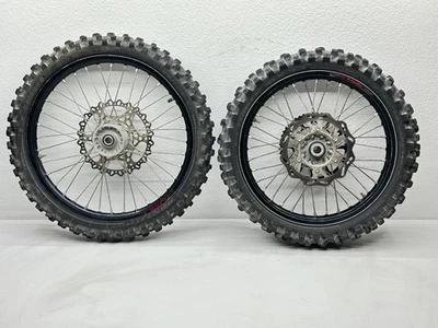 2017 Yamaha YZ450F Excel Wheel Set Front Rear 21/19 Inch Black Rims Sprocket Hub - Image 1 of 4