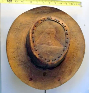 DE COLECCIÓN SOMBRERO HOMBRE CUERO MECANIZADO GAUCHO VAQUERO Cabeza de Caballo Repujado - Imagen 1 de 9