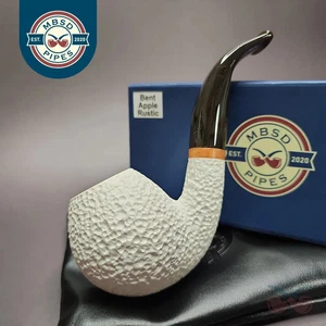 MBSD Meerschaum Deluxe Rusticated Apple Block Meerschaum Pipe, Briar-Mortise - Picture 1 of 8
