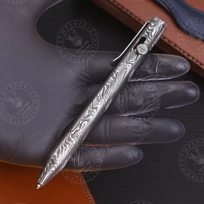 Luxury Handmade Damascus Steel ballpoint pen, Damascus Pen With Wooden Box - Image 1 of 4