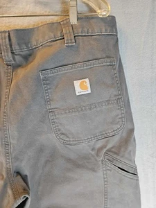 Pantalones de trabajo Carhartt resistentes calce relajado peto para hombre, talla 42Wx30L - grava - Imagen 1 de 10