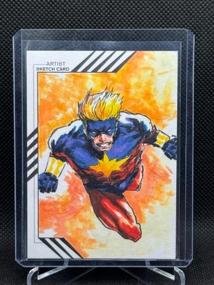 2015 UD Marvel Fleer Retro Artist Sketch Card Jomar Bulda Captain Marvel 1/1 - Image 1 of 2