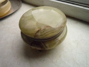 Vintage Grüner Onyx-Marmor Schmuckschatulle Deckeldose 50er Jahre - Bild 1 von 5