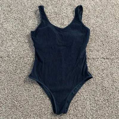Traje de baño Coral Reef negro acanalado de una pieza talla 8/10 cucharada trasera playa junto a la piscina Foto 1 de 4