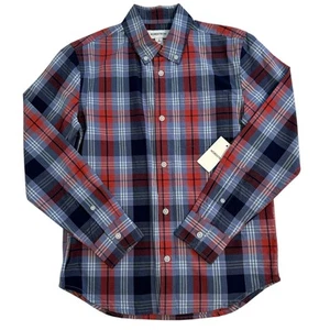 NWT Nordstrom Blue Red Plaid Button Down Shirt Boys Medium 8/10 - Picture 1 of 8