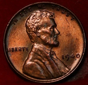 Uncirculated Red 1940 Philadelphia Mint Copper Lincoln Wheat Cent - Picture 1 of 2