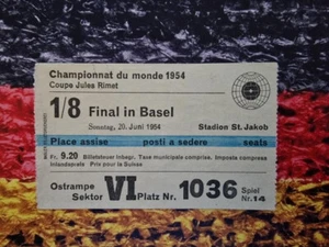 Biglietto Biglietto Ingresso Mondiali 1954 DFB Germania Ungheria 54 Basilea - Foto 1 di 2