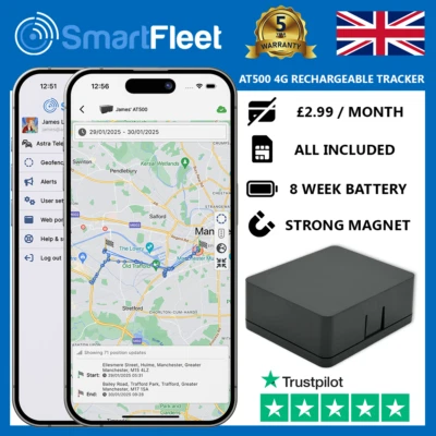 SMARTFLEET AT500 4G Magnetic Mini Rechargeable GPS Tracker, Long Battery Life, Waterproof