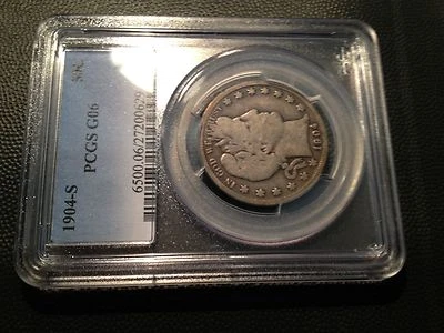 1904-S  PCGS  G-6  Barber Half Dollar   LY and part of IT  # G-VG - Image 1 of 4