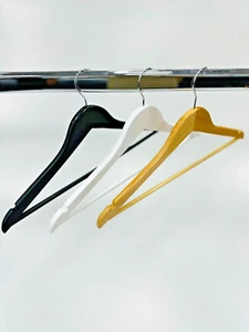 5 x WOODEN COAT HANGERS SUIT GARMENTS CLOTHES HANGER TROUSER BAR SET - Picture 1 of 9