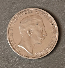 Silbermünze 3 Mark "WILHELM II DEUTSCHERKAISER  KÖNIG  V. PREUSSEN" 1910 vz