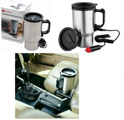 KINGAVON 12V STEEL ELECTRIC TRAVEL MUG JUG KETTLE CAR HEATED CAMPING TEA COFFEE FLASK 113
