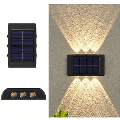 Lot de 4 Lampes solaires Led Applique Murale Extérieur Jardin Lumière Chaude