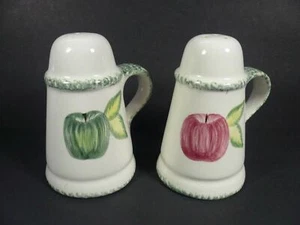 Laurie Gates Los Angeles Pottery Red Green Apple Salt & Pepper Shakers - Picture 1 of 5