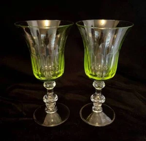 (2) TRACY PORTER~FINE ROMANCE~DARK SAGE GREEN~10 OZ WATER GLASSES~GOBLETS~7-7/8" - Picture 1 of 2