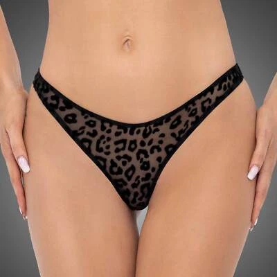 NOIR HANDMADE Leopard G-String Soft Mesh Schwarz Transparent KINKY CLUBWEAR - Bild 1 von 4