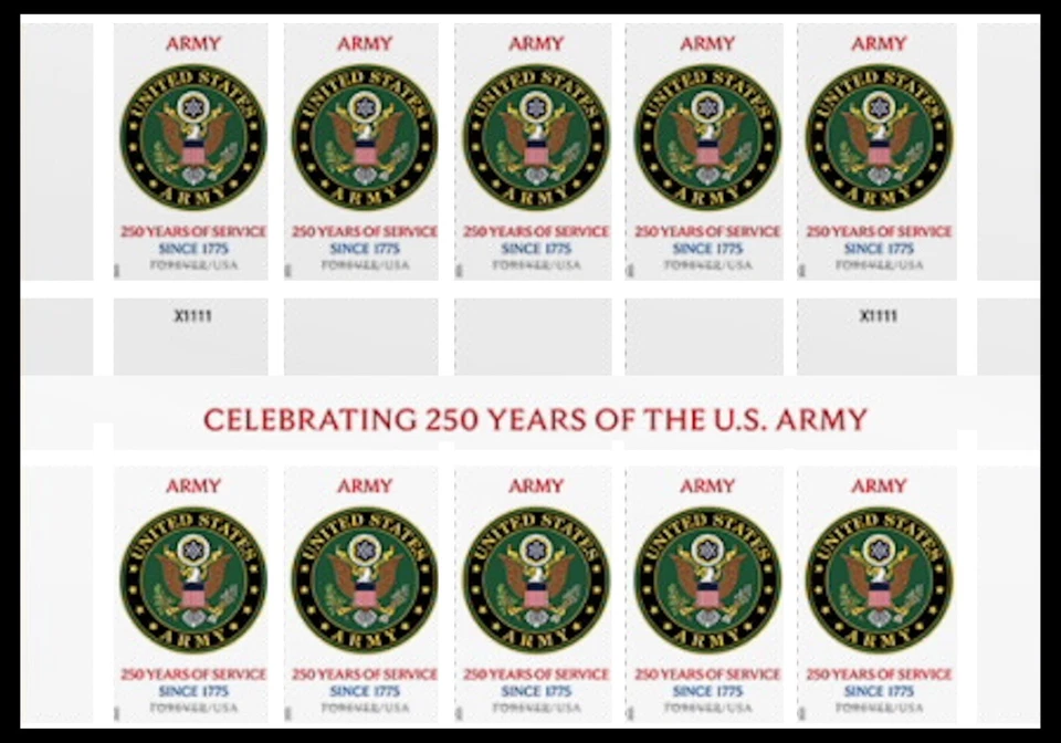 US 6003a Army 250 Years imperf NDC header gutter block 10 MNH 2025 - Image 1 of 1