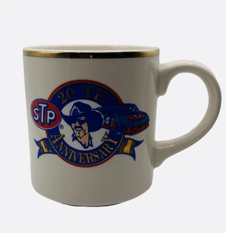Richard Petty STP 20th Anniversary Collectible Coffee Tea Mug/Cup #43 Gold Rim Cover