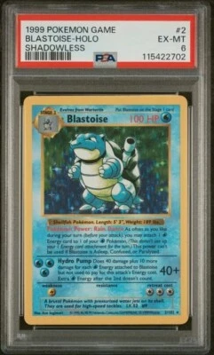 Blastoise PSA 6 NEW CERT Shadowless Base Set 2/102 Pokemon Holo - Image 1 of 2