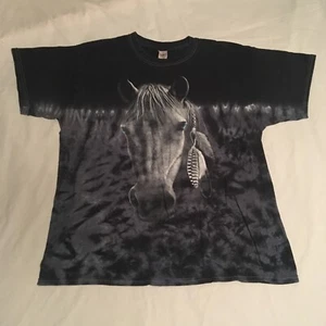Camiseta Vintage Caballo ☼ Talla Grande Gildan Peso Pesado Algodón Tie Dye Naturaleza - Imagen 1 de 8