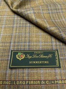 LORO PIANA SUMMERTIME Suiting Fabric Mustard Blue Plaid Wool Silk Linen 3.50 m. - Picture 1 of 12