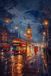 London Big Ben Red Bus Canvas Picture Print Wall Art - Picture 1 of 9