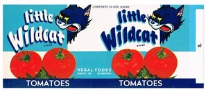LATTINA ORIGINALE ETICHETTA VINTAGE LITTLE WILD CAT SCARSO GATTO INFERNALE ANNI '50 WINFALL INDIANA - Foto 1 di 1