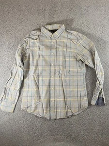 Banana Republic Shirt Mens Large Grey Plaid With Multi Colored Lines Slim Fit L - Picture 1 of 8
