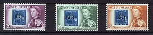 SEYCHELLES 1961 POST OFFICE CENTENARY SG193/195 BLOCKS OF 4 MNH - Picture 1 of 1