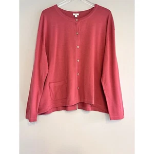 NWT J. Jill Dusty Rose Pink Cardigan Button Up Longsleeve Round Neck Pocket XL - Picture 1 of 12