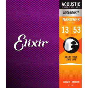 Elixir 11182 HD Nanoweb Coated anti-rust 80/20 Acoustic Guitar strings 13-53 - Picture 1 of 1