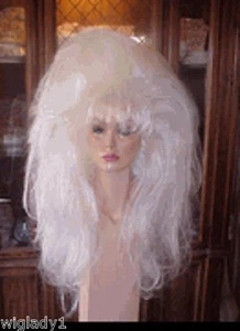 SIN CITY WIGS DRAG QUEEN DANCER BIG FLUFFY HAIR LONG TEASED VOLUME THICK WHITE - Picture 1 of 1