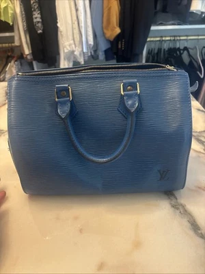 Authentic Louis Vuitton Speedy 25 Blue Epi Leather Top Handle Bag Vintage - Image 1 of 4