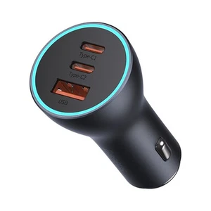 Caricabatterie Auto Baseus Golden Pro USB-A/2xUSB-C 65W Grigio - Zdjęcie 1 z 12