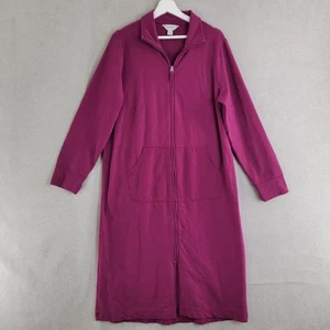 LL Bean Robe Womens Medium Purple Velour Winter Fleece Full Zip Lounge Housecoat - Picture 1 of 6
