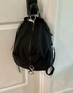 NWT REBECCA MINKOFF JULIAN NYLON BLACK BACKPACK FULL SIZE CHROME HARDWARE GIFT!! - Picture 1 of 19