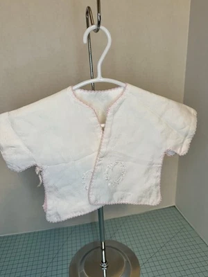 Vintage Hand Embroidered Handsewn White/Pink  Baby Kimono Jacket Cover Over — 第 1/4 张图片