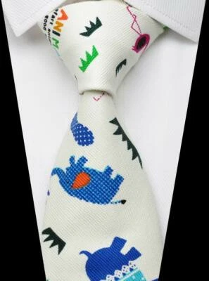 Nueva corbata de moda con estampado de animales blanca naranja 100 % algodón para hombre 3,15"" (8 cm) Foto 1 de 2