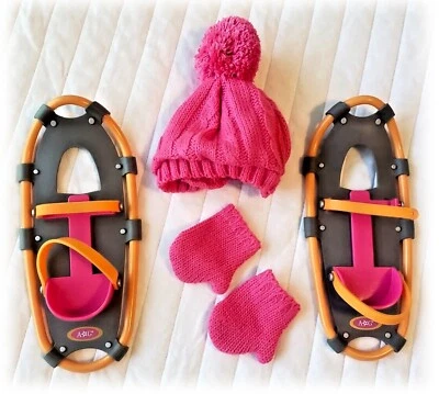 American Girl Doll Chrissa's Gear Snow Shoes Pink Hat & Mittens 2009 EUC No Tube - Image 1 of 4