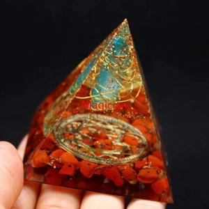 Orgone Pyramid Apatite Crystal Healing Energy Generator EMF Protection Orgonite - Picture 1 of 14
