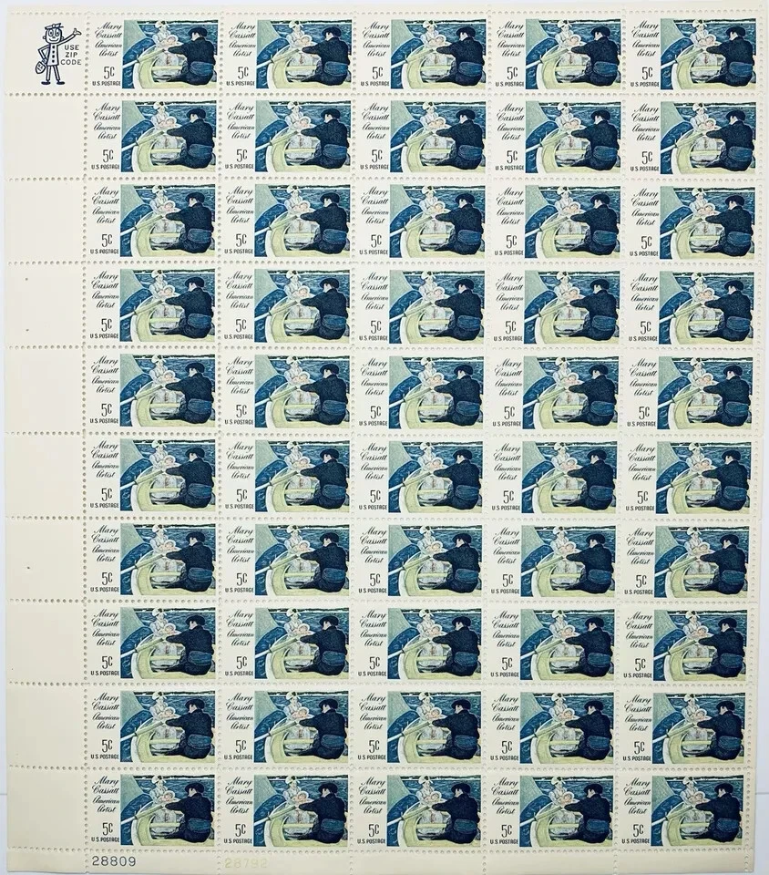 Scott #1322 Mary Cassatt American Artist 5¢ Full Stamp Sheet Face Value $2.50 - Image 1 of 1
