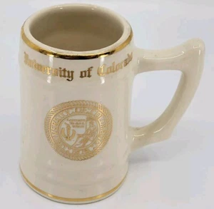 University of Colorado Weiß mit Gold Keramik Stein Bierkrug Vintage NCAA Football - Bild 1 von 5