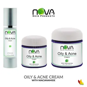 Oily & Acne Cream By Nova Skin Niacianamide Vitamin E Aloe Peptides - Picture 1 of 4