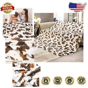 Cozy 90x108 King Size Heavyweight Fleece Blanket - Perfect Cow Print Gift - Picture 1 of 9