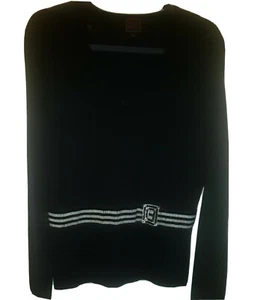 Colour Works Black Beaded Sweater X-Large V-Neck Embellished Top Sweater - Picture 1 of 12
