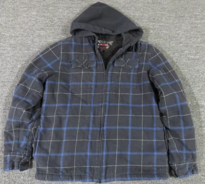 Chamarra Tony Hawk Para Hombre Mediana Negra Azul Franela Manga Larga Cremallera Completa Con Capucha Foto 1 de 4